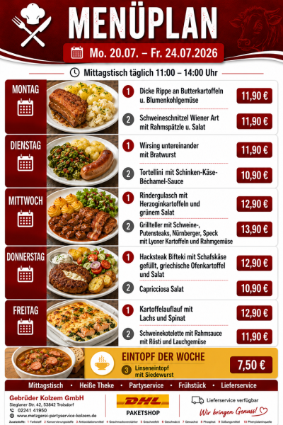 Mittagstisch Troisdorf, Speisekarte, Lieferservice, Essen auf Räder