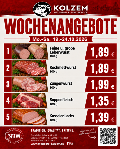 Fleischwaren, Wurst, Metzger, Metzgerei Troisdorf, Mittagstisch Troisdorf, Speisekarte, Lieferservice, Essen auf Räder