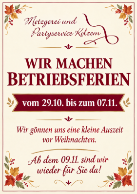 Betriebsferien